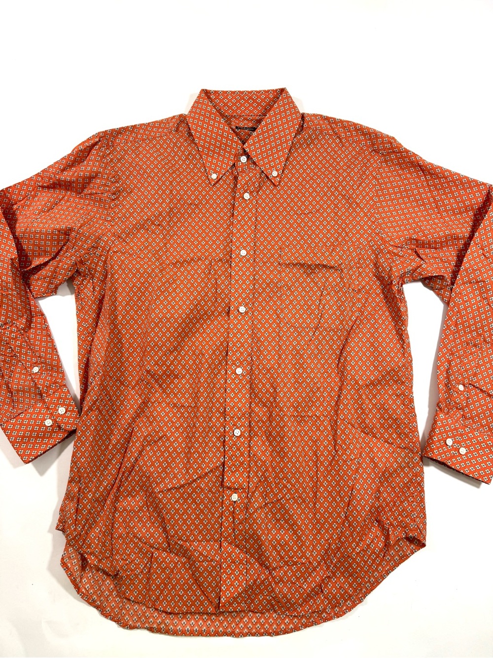 J McLaughlin Orange Button Down Shirt Floral Cotton